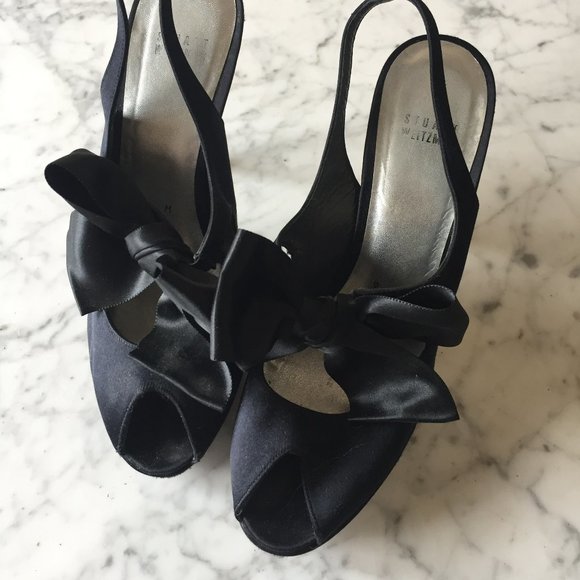 Stuart Weitzman Black Bow Heels - Picture 1 of 5
